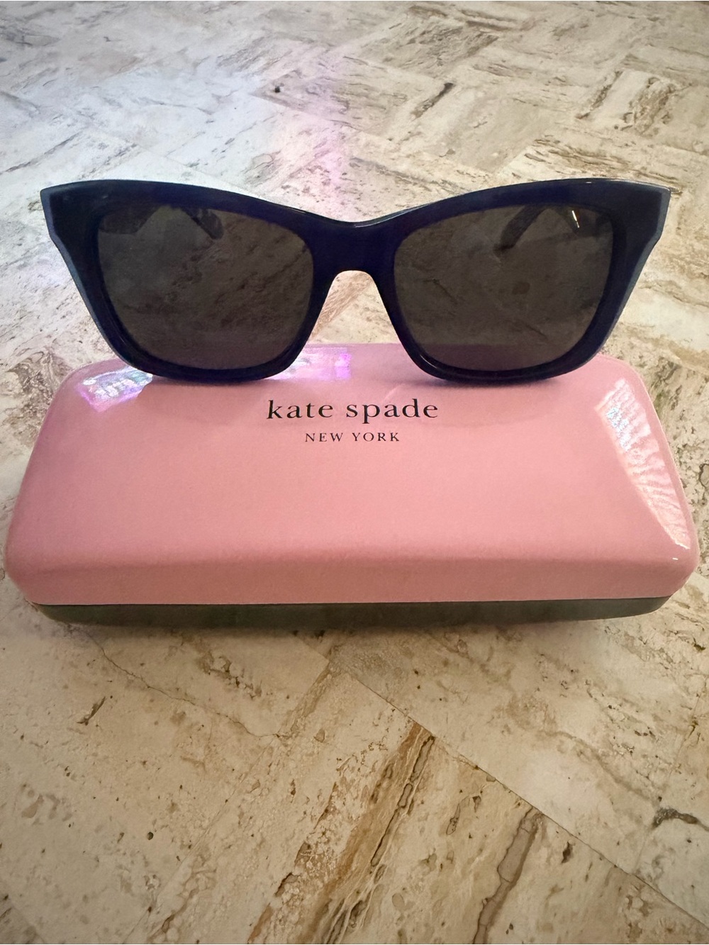 kate spade navy blue Cat-Eye Sunglasses with Dark Lenses